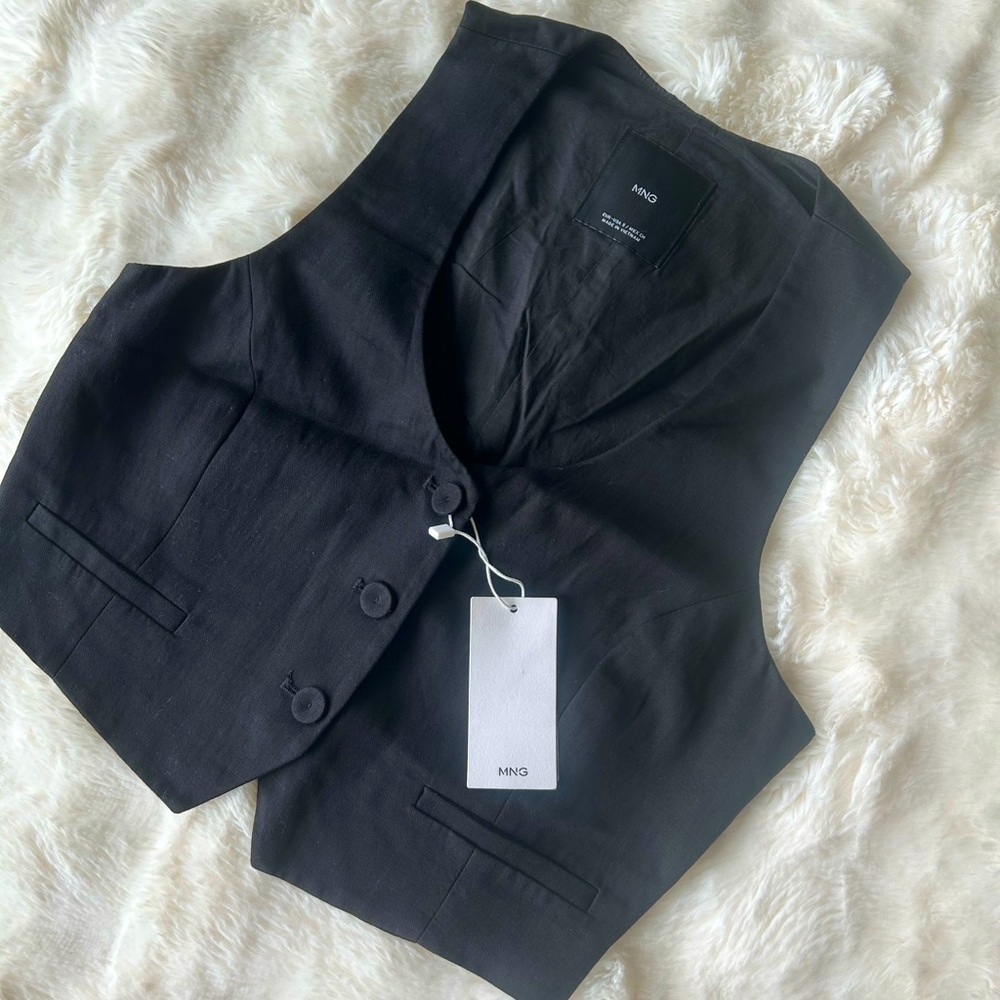Mango Black Button Waistcoat